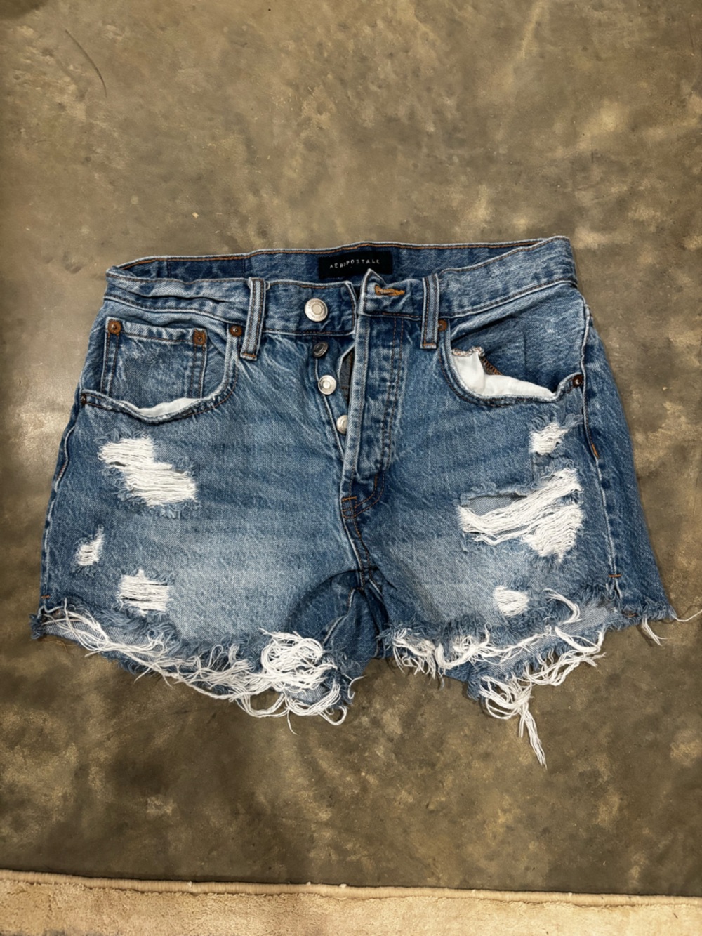 Aeropostale Distressed Blue Denim Cutoff Shorts